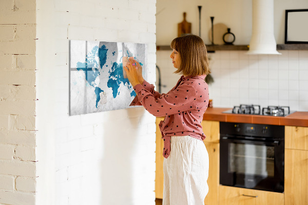 Magnetická psací tabule Mapa světa s osobními fotografiemi
