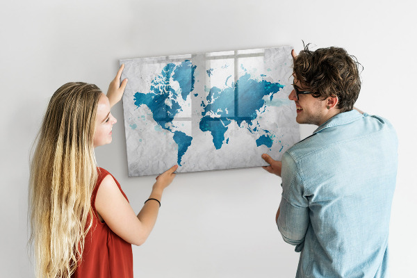 Magnetická psací tabule Mapa světa s osobními fotografiemi