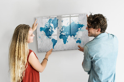 Magnetická psací tabule Mapa světa s osobními fotografiemi