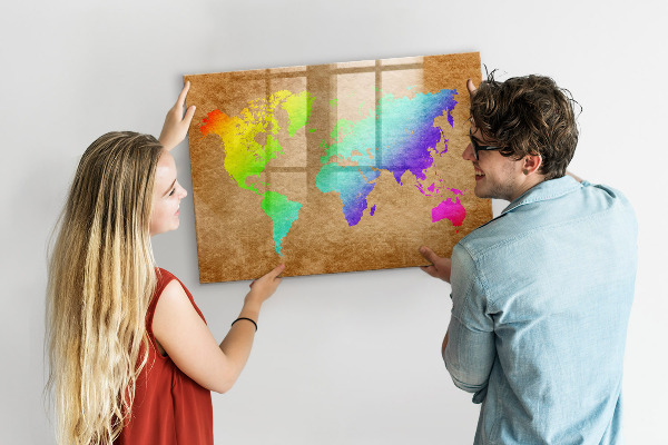 Popisovatelná magnetická tabule Barevná mapa s místy pro focení