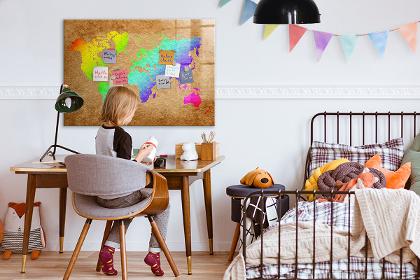 Popisovatelná magnetická tabule Barevná mapa s místy pro focení