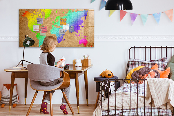 Popisovatelná magnetická tabule Barevná mapa s místy pro focení