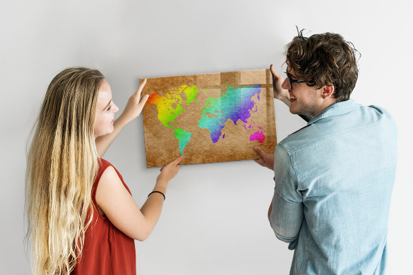 Popisovatelná magnetická tabule Barevná mapa s místy pro focení