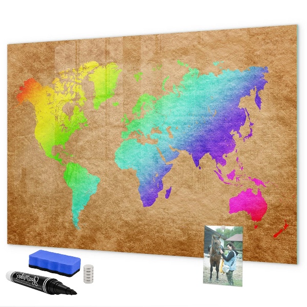 Popisovatelná magnetická tabule Barevná mapa s místy pro focení