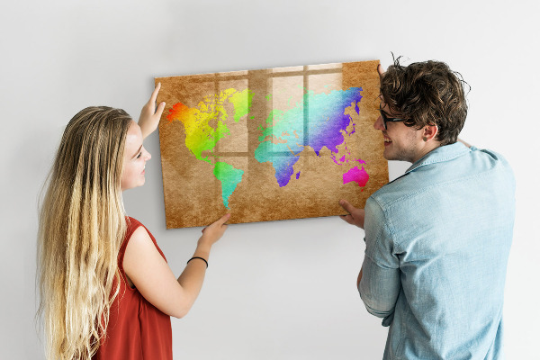 Popisovatelná magnetická tabule Barevná mapa s místy pro focení