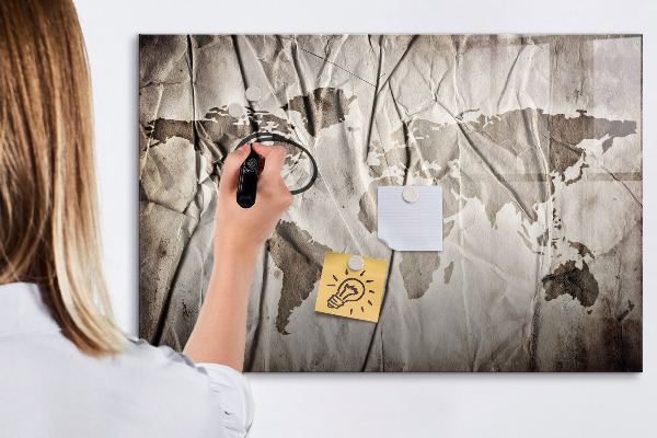 Popisovatelná magnetická tabule Mapa světa s fotografiemi a příslušenstvím