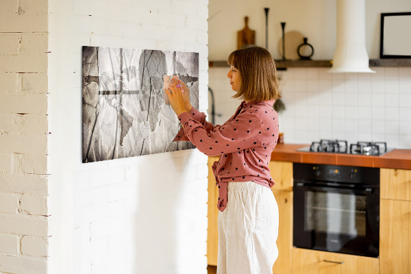 Popisovatelná magnetická tabule Mapa světa s fotografiemi a příslušenstvím
