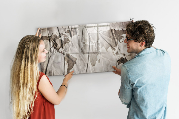 Popisovatelná magnetická tabule Mapa světa s fotografiemi a příslušenstvím