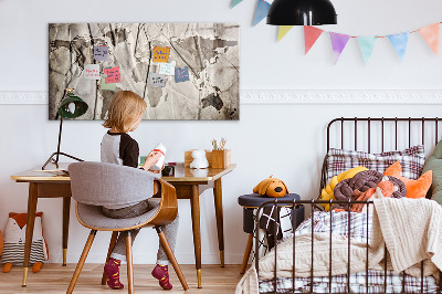 Popisovatelná magnetická tabule Mapa světa s fotografiemi a příslušenstvím