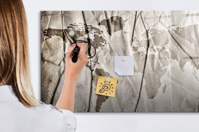 Popisovatelná magnetická tabule Mapa světa s fotografiemi a příslušenstvím