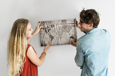 Popisovatelná magnetická tabule Mapa světa s fotografiemi a příslušenstvím