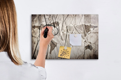 Popisovatelná magnetická tabule Mapa světa s fotografiemi a příslušenstvím