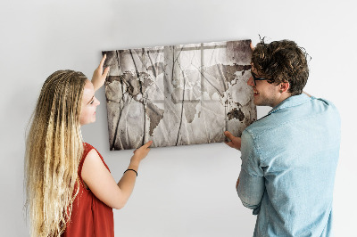 Popisovatelná magnetická tabule Mapa světa s fotografiemi a příslušenstvím