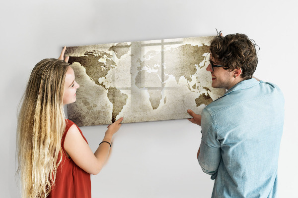 Magnetická psací tabule Mapa vzpomínek s osobními fotografiemi