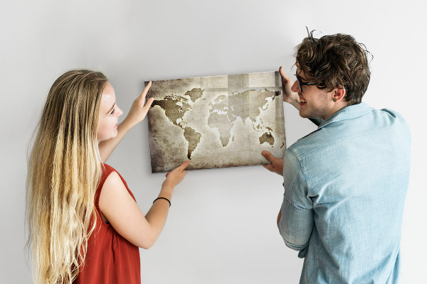 Magnetická psací tabule Mapa vzpomínek s osobními fotografiemi