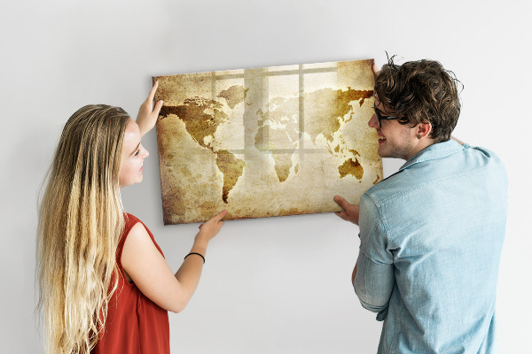 Popisovatelná magnetická tabule Mapa světa s osobními vzpomínkami