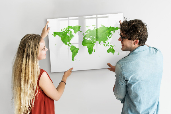 Magnetická psací tabule Zelená mapa s místy pro fotografování