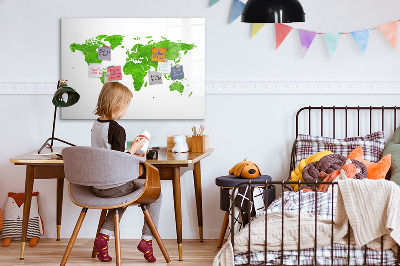 Magnetická psací tabule Zelená mapa s místy pro fotografování