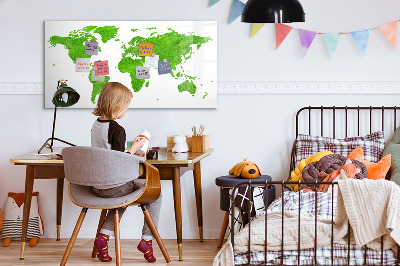 Magnetická psací tabule Zelená mapa s místy pro fotografování