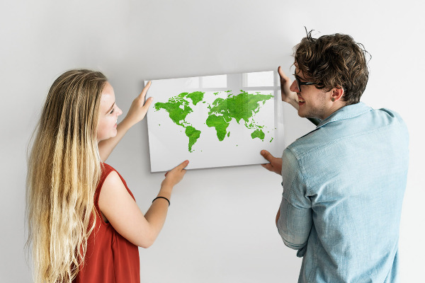 Magnetická psací tabule Zelená mapa s místy pro fotografování