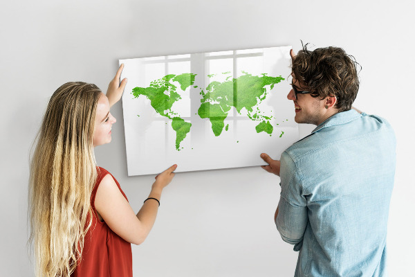 Magnetická psací tabule Zelená mapa s místy pro fotografování