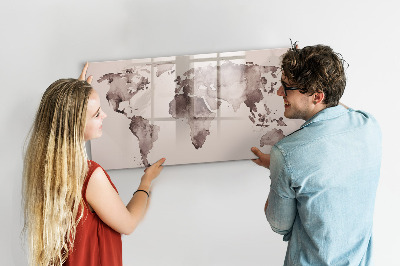 Popisovatelná magnetická tabule Mapa světa s osobními vzpomínkami