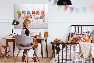 Popisovatelná magnetická tabule Barevné vzpomínky na šňůře fotografií