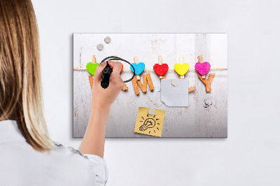 Popisovatelná magnetická tabule Barevné vzpomínky na šňůře fotografií