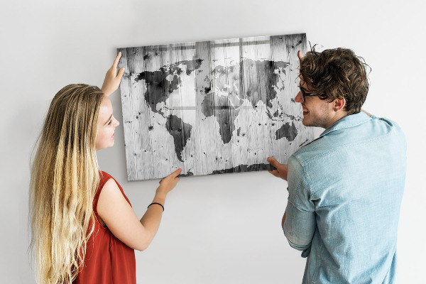 Magnetická psací tabule Mapa světa s osobními vzpomínkami