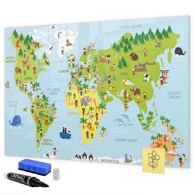 Magnetická psací tabule Interaktivní mapa světa s fotografiemi