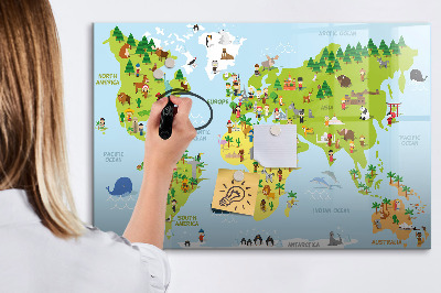 Magnetická psací tabule Interaktivní mapa světa s fotografiemi