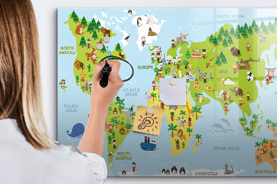 Magnetická psací tabule Interaktivní mapa světa s fotografiemi