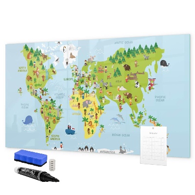 Magnetická psací tabule Interaktivní mapa světa s fotografiemi