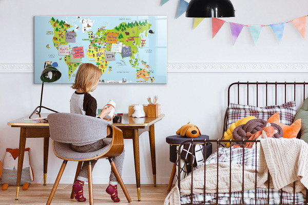 Magnetická psací tabule Interaktivní mapa světa s fotografiemi