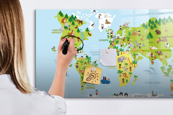 Magnetická psací tabule Interaktivní mapa světa s fotografiemi