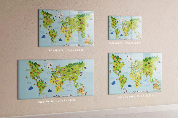 Magnetická psací tabule Interaktivní mapa světa s fotografiemi