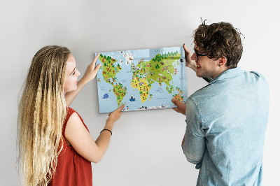 Magnetická psací tabule Interaktivní mapa světa s fotografiemi