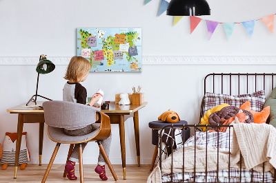 Magnetická psací tabule Interaktivní mapa světa s fotografiemi