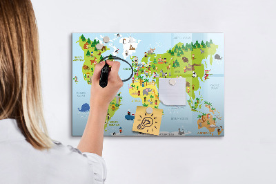 Magnetická psací tabule Interaktivní mapa světa s fotografiemi