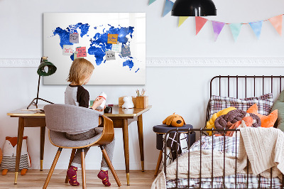 Popisovatelná magnetická tabule Mapa světa s místy, kde se daly pořídit fotografie