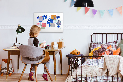 Popisovatelná magnetická tabule Mapa světa s místy, kde se daly pořídit fotografie