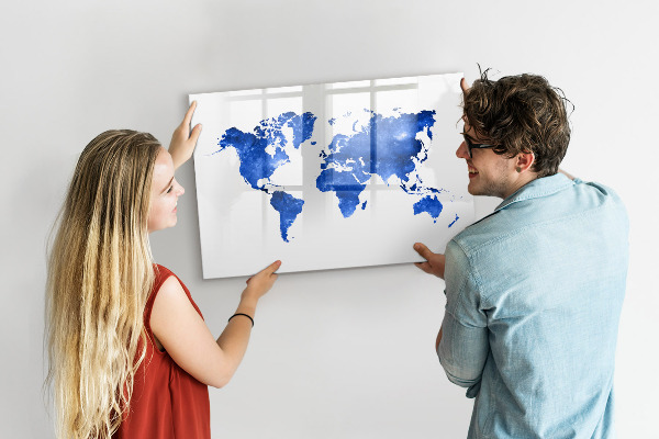 Popisovatelná magnetická tabule Mapa světa s místy, kde se daly pořídit fotografie