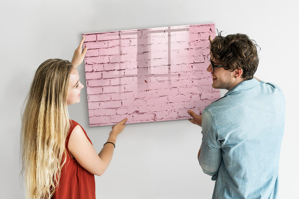Popisovatelná magnetická tabule Růžová zeď s prostorem pro fotografie