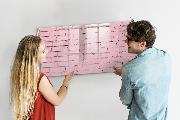 Popisovatelná magnetická tabule Růžová zeď s prostorem pro fotografie