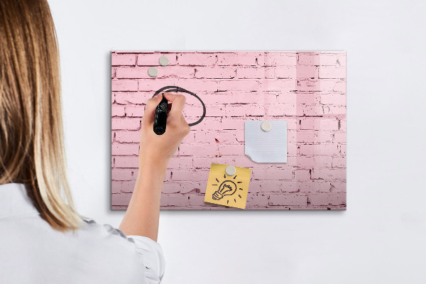 Popisovatelná magnetická tabule Růžová zeď s prostorem pro fotografie