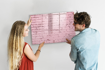 Popisovatelná magnetická tabule Růžová zeď s prostorem pro fotografie