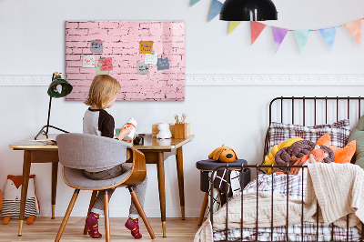 Popisovatelná magnetická tabule Růžová zeď s prostorem pro fotografie