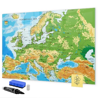 Magnetická psací tabule Mapa Evropy pro osobní vzpomínky