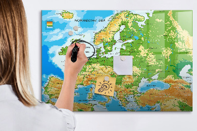 Magnetická psací tabule Mapa Evropy pro osobní vzpomínky