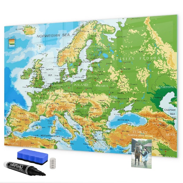 Magnetická psací tabule Mapa Evropy pro osobní vzpomínky